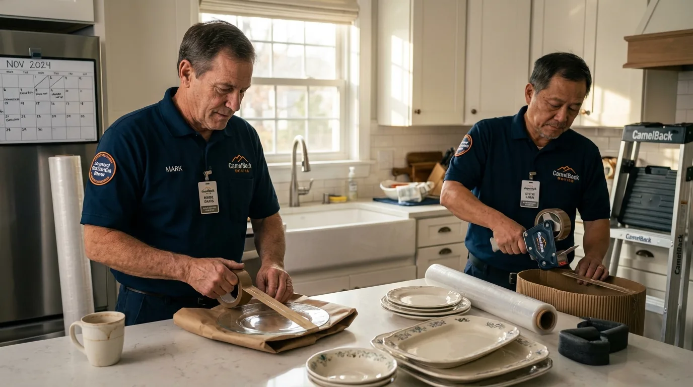 Professional crew packing kitchen dishware in Harlan, KY